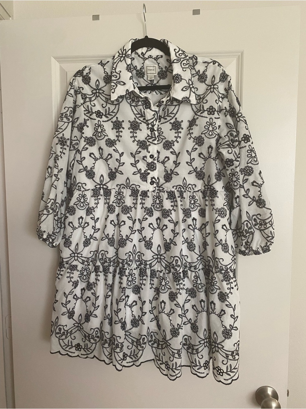 Anthropologie Maeve Women’s Bettina Tiered Shirt Dress | M | Embroidered